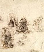 Leonardo  Da Vinci Studies for a Nativity oil painting reproduction
